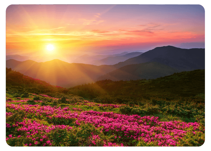 Sunset over mountain top